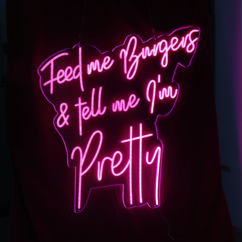 Feed Me Burgers LED Neon Sign - NeonPilot