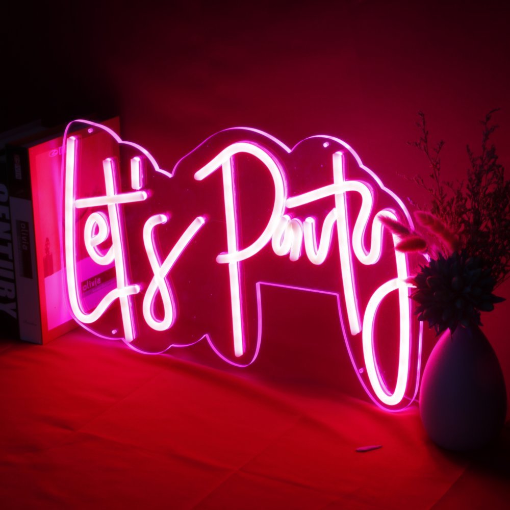 Lets Party Led Neon Sign For Wall Decor Reusable Neon Light Sign 7087