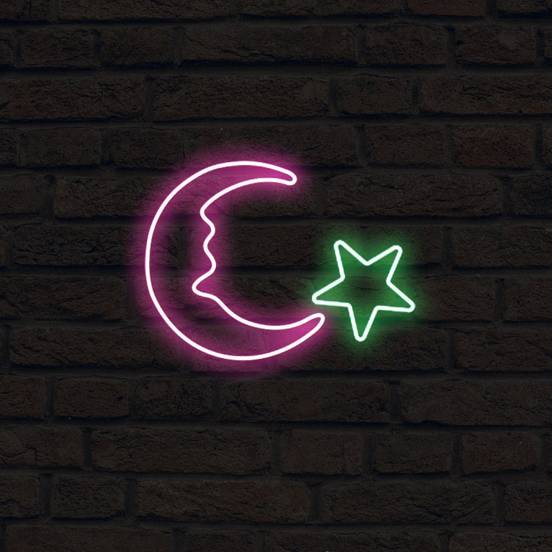 Moon and Star LED Neon Sign