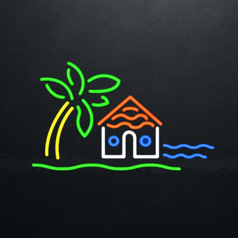 Palm Tree & House Neon Sign