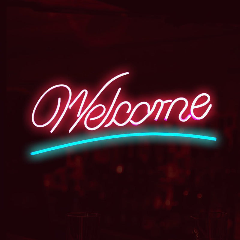 Welcome Neon Shop Sign